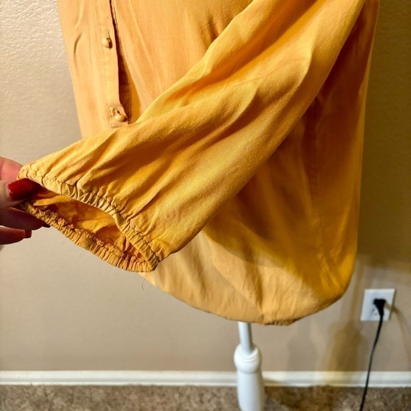 Antilia Femme Blouse Large Light Orange Peasant Smocked Hem 3/4 Slvs Rayon Boho - Picture 8 of 12